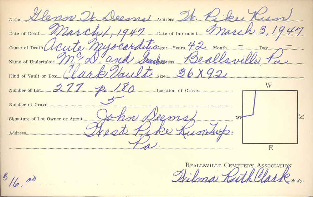 burial card